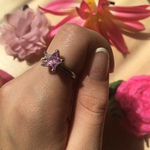 Silver-colored Ring with a Light-Pink Star